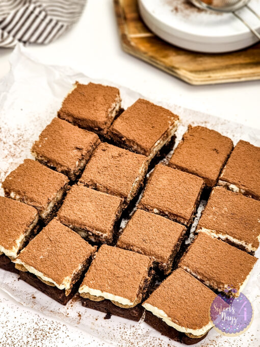 Tiramisu Brownies on White