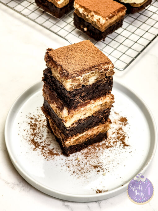 Tiramisu Brownies on Marble