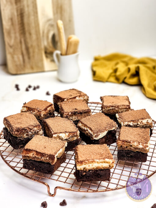 Tiramisu Brownies on Gold Marble - Image 2