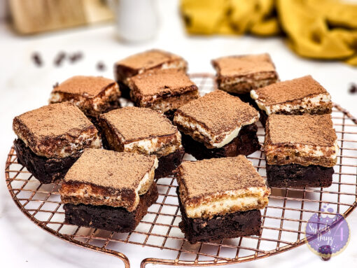 Tiramisu Brownies on Gold Marble - Image 3