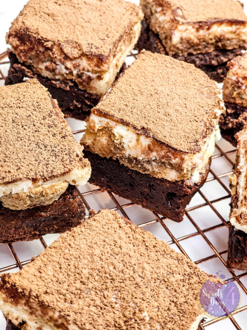 Tiramisu Brownies on Gold Marble - Image 4
