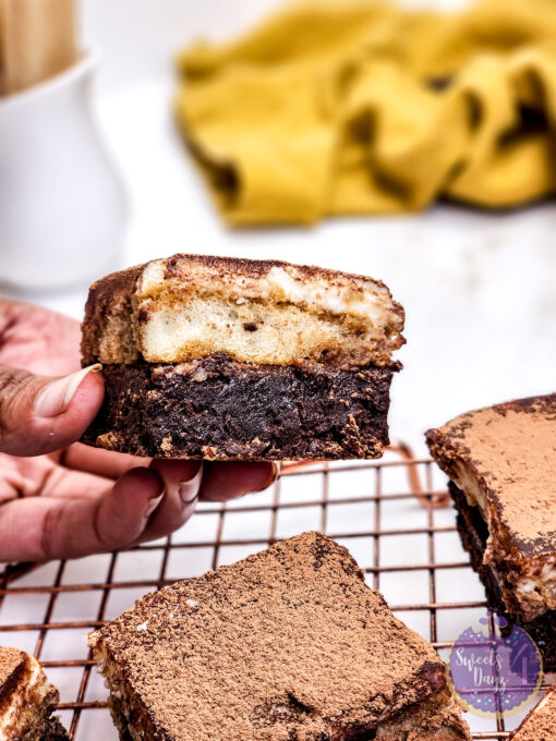 Tiramisu Brownies on Gold Marble - Image 5