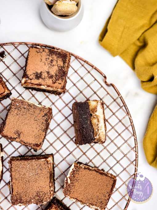 Tiramisu Brownies on Gold Marble