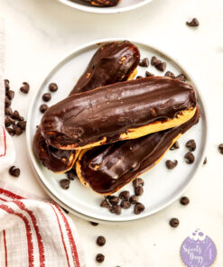 Chocolate Eclairs on Marble
