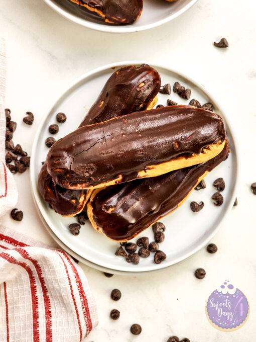 Chocolate Eclairs on Marble