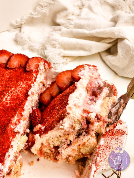 Strawberry Tiramisu on Gold Marble