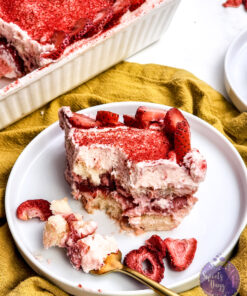 Strawberry Tiramisu on Marble