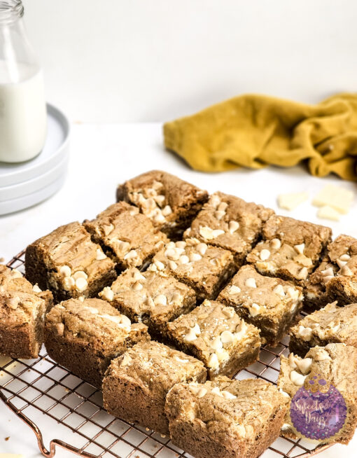 Thick White Chocolate Blondies on Gold Marble - Image 2
