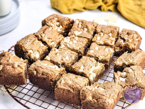 Thick White Chocolate Blondies on Gold Marble - Image 3