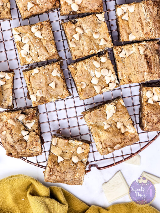 Thick White Chocolate Blondies on Gold Marble - Image 7