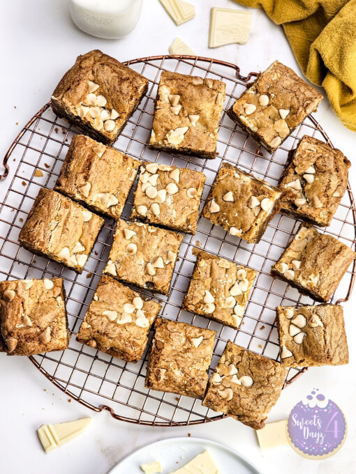 Thick White Chocolate Blondies on Gold Marble - Image 9