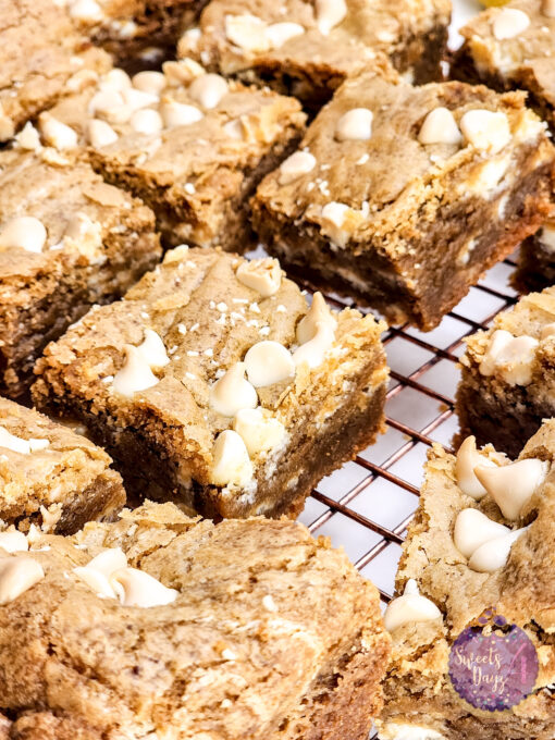 Thick White Chocolate Blondies on Gold Marble - Image 10