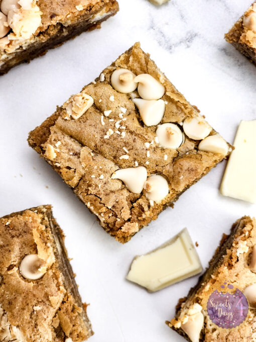 Thick White Chocolate Blondies on Marble - Image 4