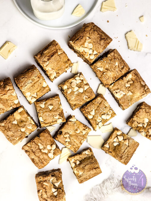 Thick White Chocolate Blondies on Marble - Image 8