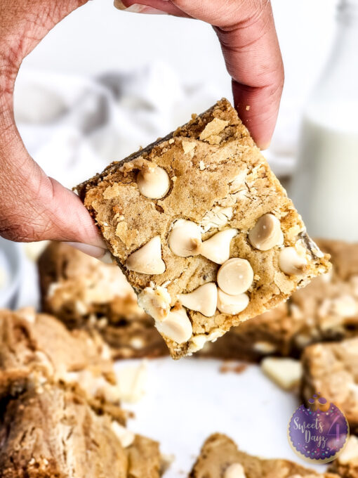 Thick White Chocolate Blondies on Marble - Image 10
