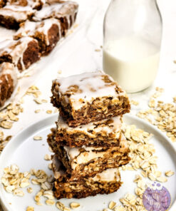 Iced Oatmeal Cookie Bars on Marble
