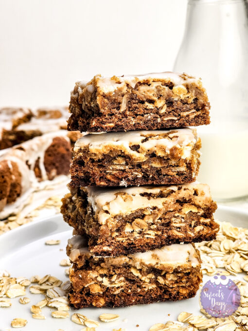 Iced Oatmeal Cookie Bars on Marble - Image 2