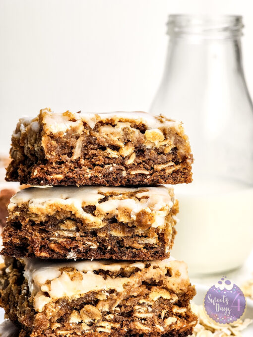 Iced Oatmeal Cookie Bars on Marble - Image 4