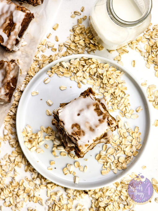 Iced Oatmeal Cookie Bars on Marble - Image 5