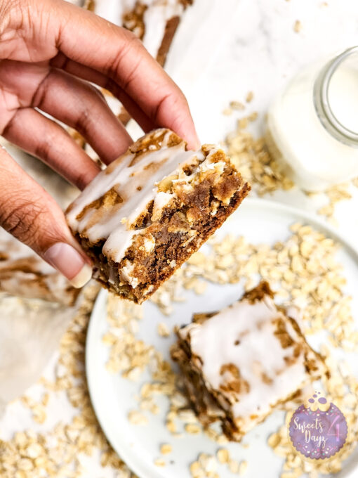 Iced Oatmeal Cookie Bars on Marble - Image 6