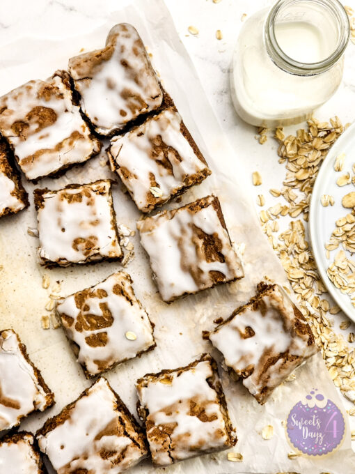 Iced Oatmeal Cookie Bars on Marble - Image 7
