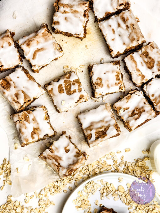 Iced Oatmeal Cookie Bars on Marble - Image 8