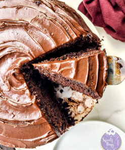 Copycat Matildas Chocolate Cake on Gold Marble