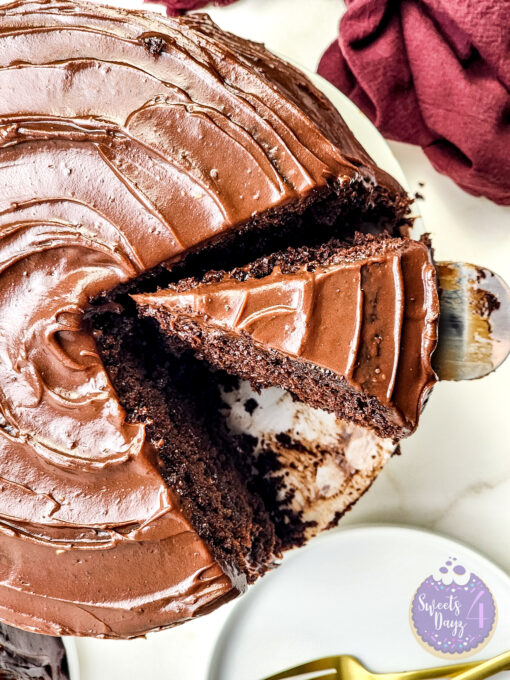 Copycat Matildas Chocolate Cake on Gold Marble
