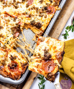 Sheet Pan Pizza on White