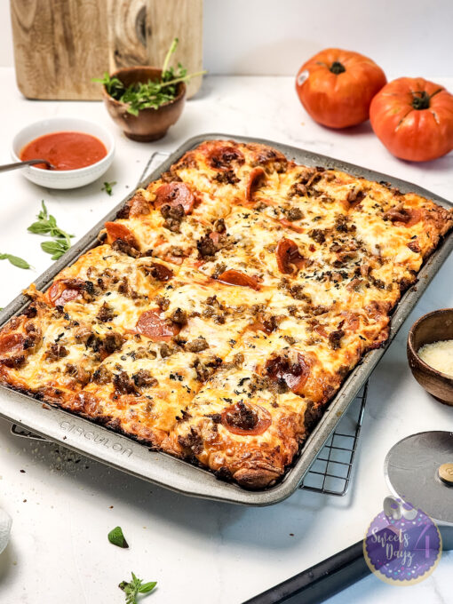 Sheet Pan Pizza on Marble - Image 2