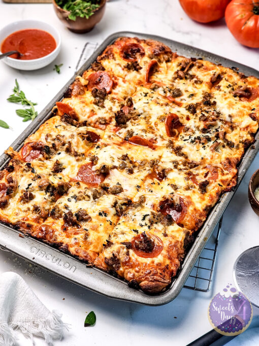 Sheet Pan Pizza on Marble - Image 3