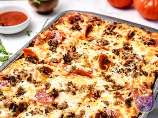 Sheet Pan Pizza on Marble - Image 4