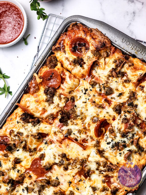 Sheet Pan Pizza on Marble - Image 11