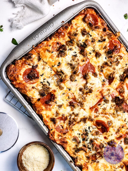 Sheet Pan Pizza on Marble - Image 6