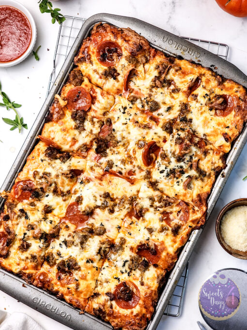 Sheet Pan Pizza on Marble - Image 8