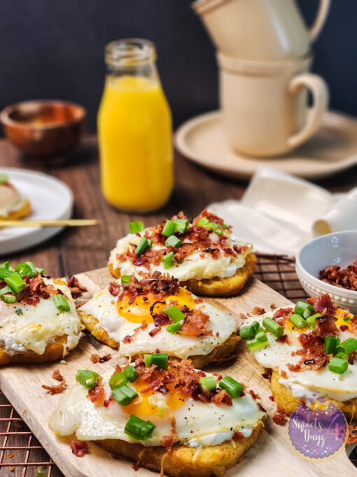 Loaded Hashbrowns on Brown Wood