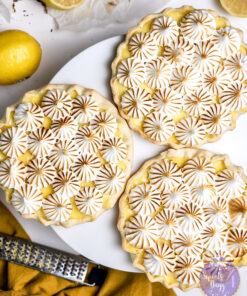 Lemon Meringue Tarts on White