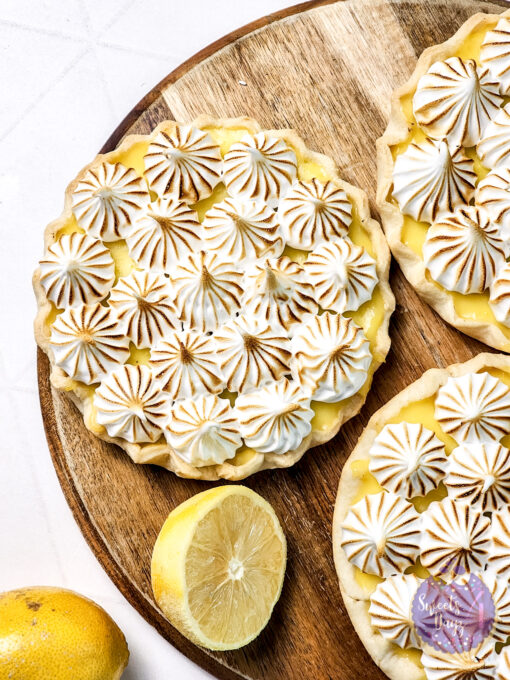 Lemon Meringue Tarts on Gold Marble - Image 7