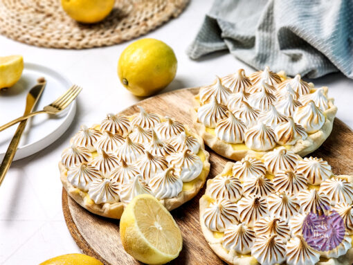 Lemon Meringue Tarts on Gold Marble - Image 9