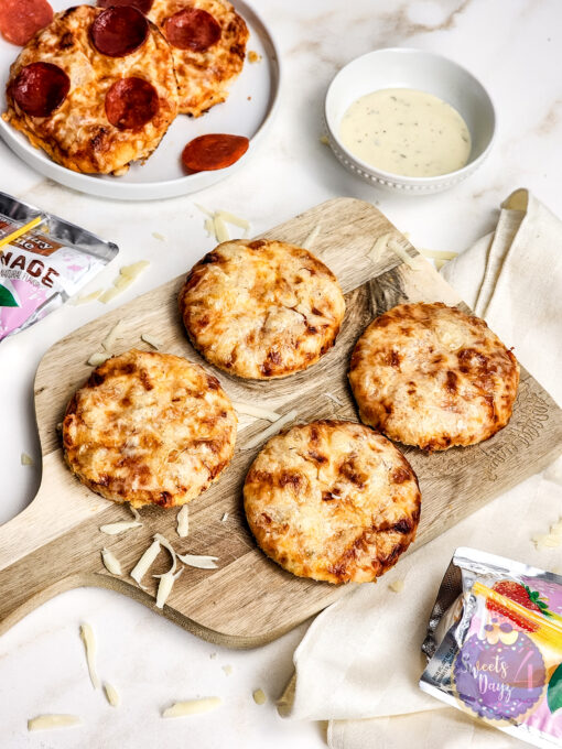 Mini Pizzas on Gold Marble