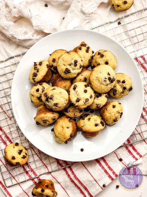 Mini Chocolate Chip Muffins on White