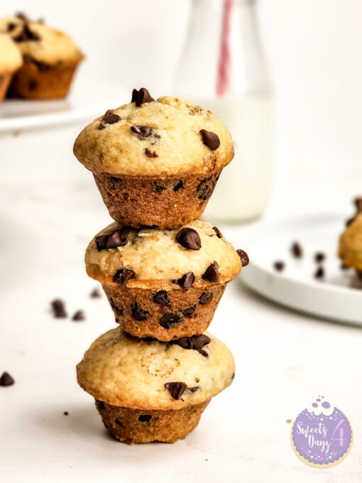 Mini Chocolate Chip Muffins on Marble - Image 2