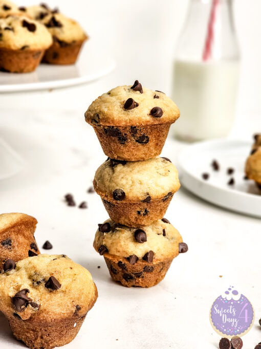 Mini Chocolate Chip Muffins on Marble