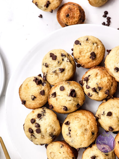 Mini Chocolate Chip Muffins on Marble - Image 5