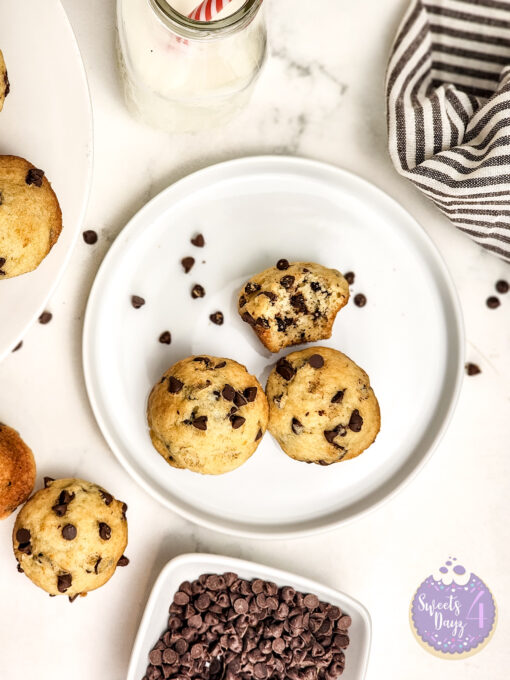 Mini Chocolate Chip Muffins on Marble - Image 6