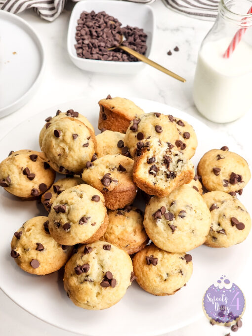 Mini Chocolate Chip Muffins on Marble - Image 7