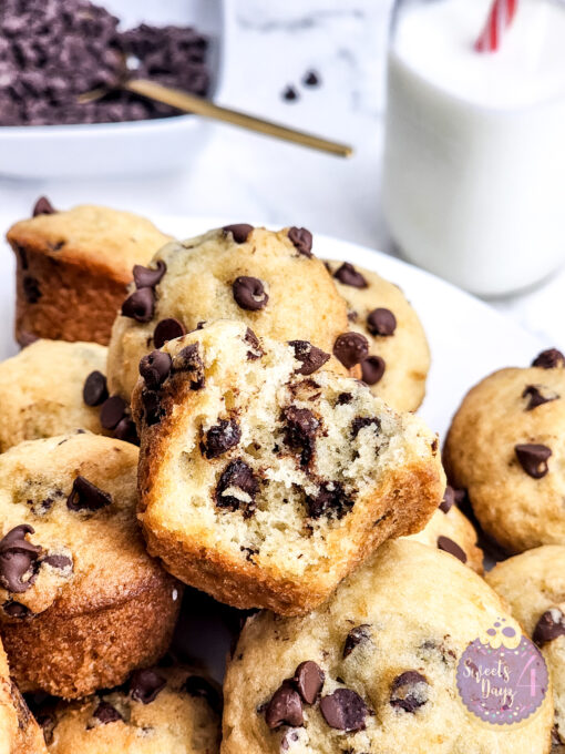 Mini Chocolate Chip Muffins on Marble - Image 8