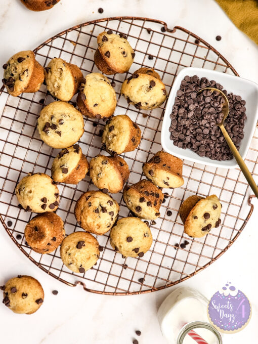 Mini Chocolate Chip Muffins on Gold Marble - Image 2