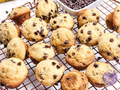 Mini Chocolate Chip Muffins on Gold Marble - Image 4