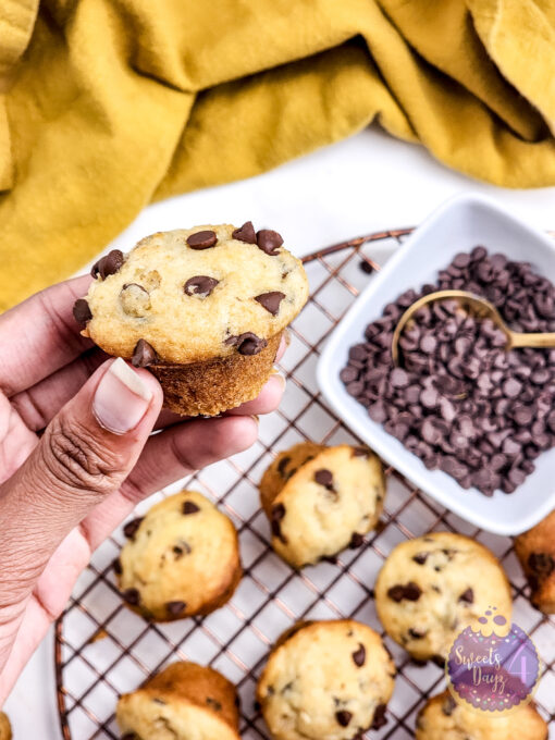 Mini Chocolate Chip Muffins on Gold Marble - Image 5